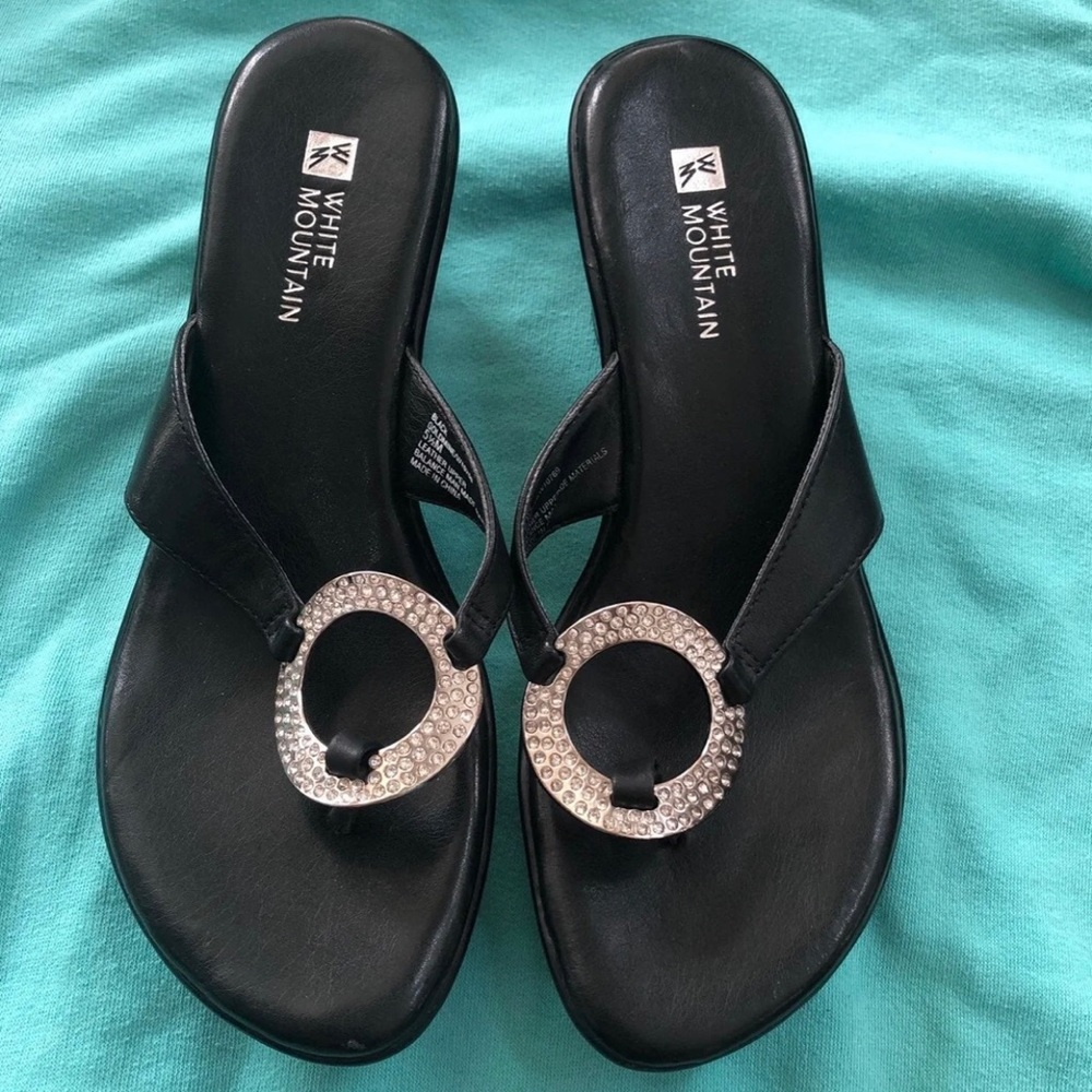 White Mountain Goldmine Thong Wedge Sandals